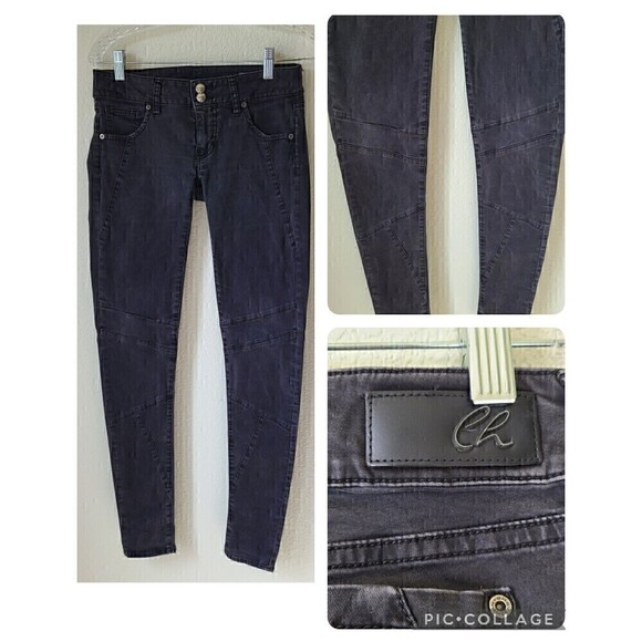 Chevignon Rusty Negro Jeans‎ Tall 8 Biker Reinforced Knee Skinny Logo Motorcycle - Picture 1 of 12
